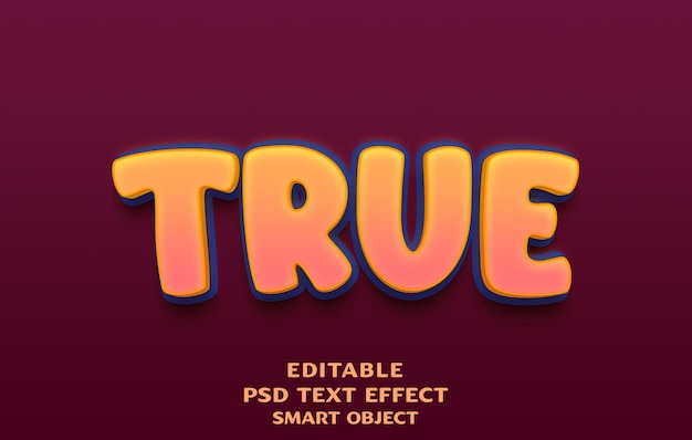 True 3d text effect design