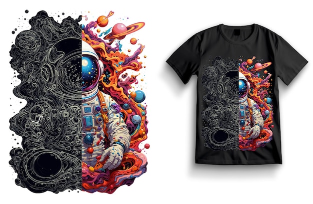 PSD tshirt design of astronaut xray half for dtf print