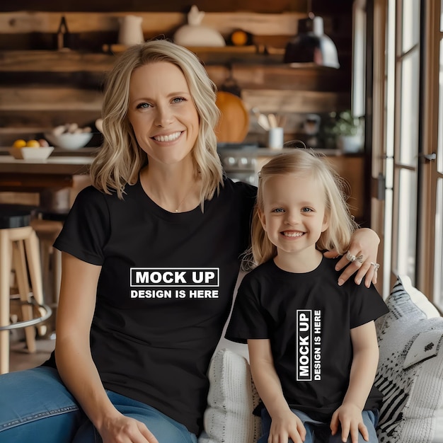 Tshirt mockup Mom and son tshirt mockup PSD Mockup Mom and Daughter Tshirt mockup Tshirt mockup