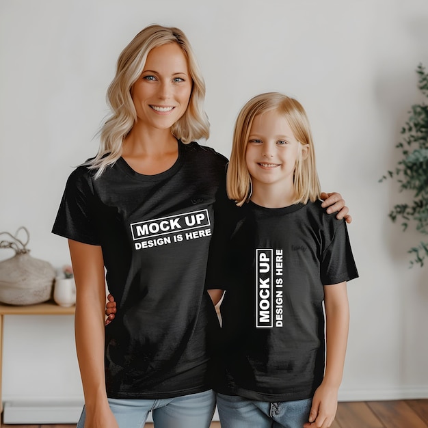 Tshirt mockup Mom and son tshirt mockup PSD Mockup Mom and Daughter Tshirt mockup Tshirt mockup