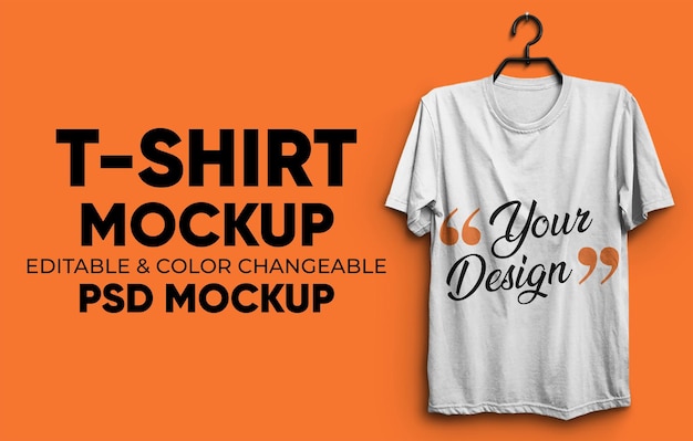 tshirt mockup in white with hanger psd