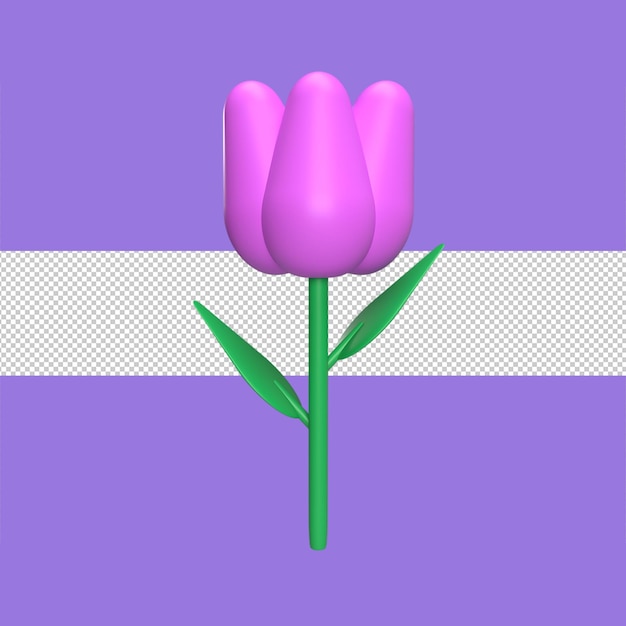 Tulip 3d icon model cartoon style concept render illustration