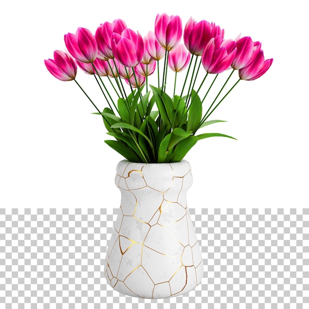 Tulip flower with modern Beautiful vase pot