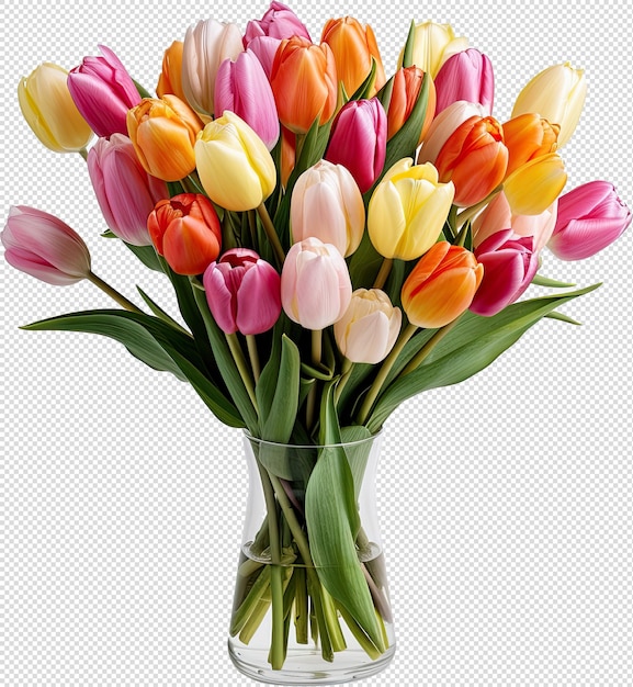 PSD tulip flowers bouquet vibrant colorful plants arrangements