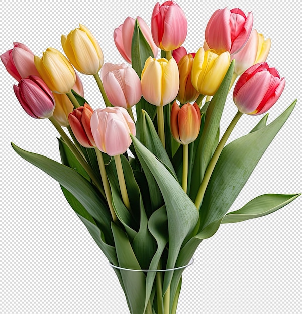 PSD tulip flowers bouquet vibrant colorful plants arrangements