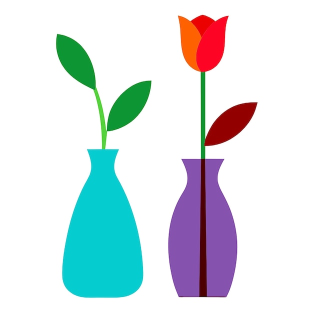 PSD tulip vector art with vase black and white or colorful