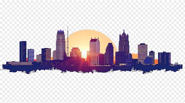 PSD tulsa city skyline isolated on transparent background