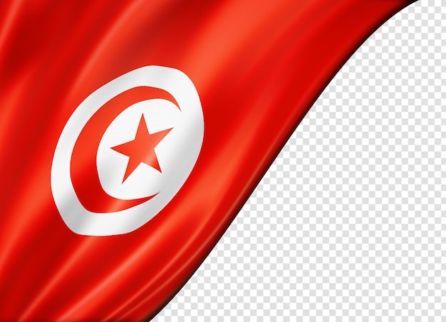 Tunisian flag isolated on white banner