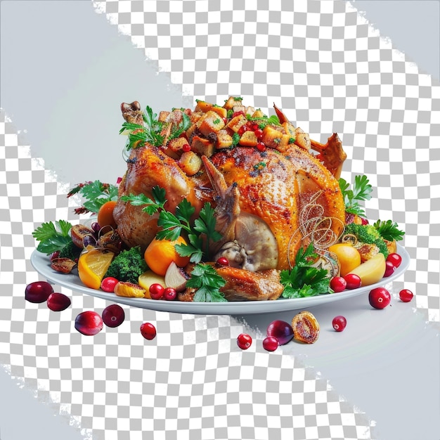 PSD a turkey is on a plate with the words thanksgiving on it