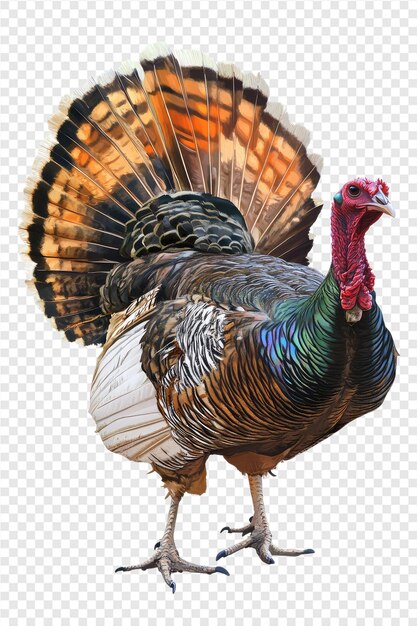 PSD a turkey with a red head and a black tail