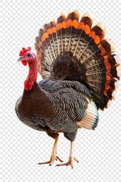 PSD a turkey with a red head and a black tail