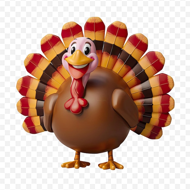 a turkey with a red ribbon on it