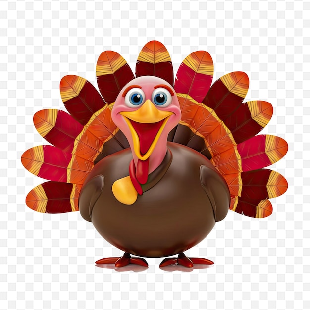 PSD a turkey with a scarf that says happy thanksgiving