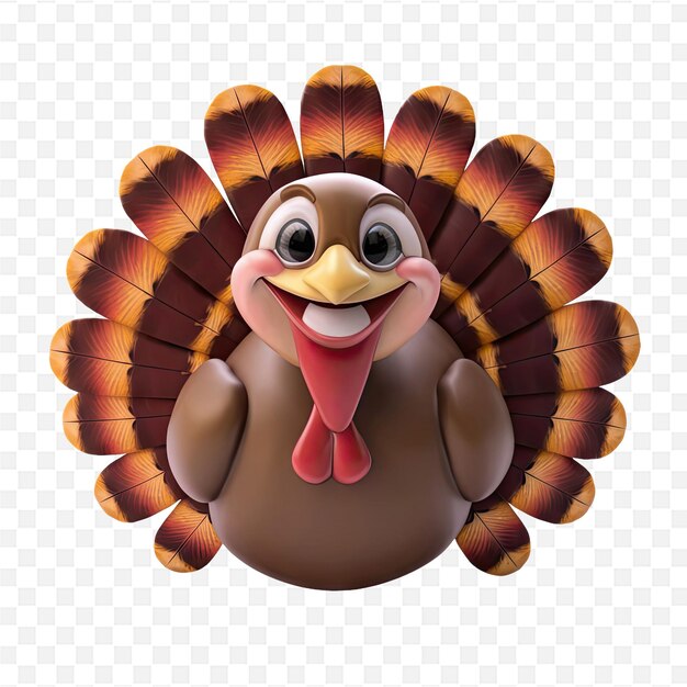 a turkey with a turkey on the front and a white background