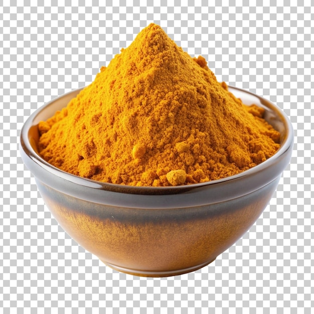 PSD turmeric powder in a bowl on transparent background psd