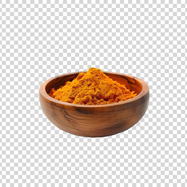 PSD turmeric powder in a bowl on white background