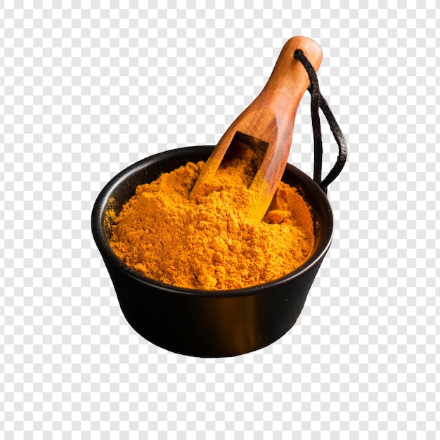 PSD turmeric powder isolated on transparent background