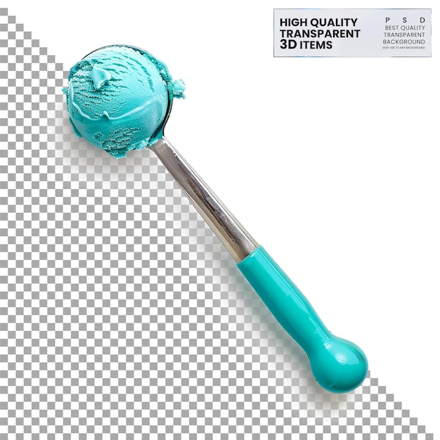 PSD turquoise ice cream scoop an ice cream scoop for serving on transparent background