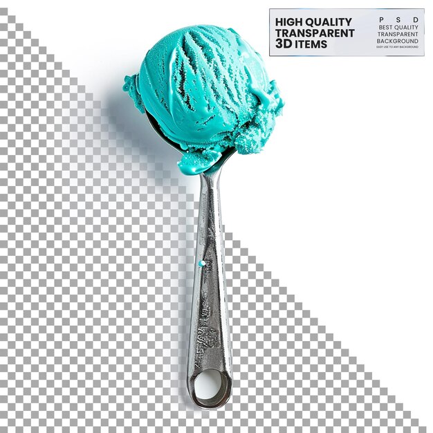 PSD turquoise ice cream scoop an ice cream scoop for serving on transparent background