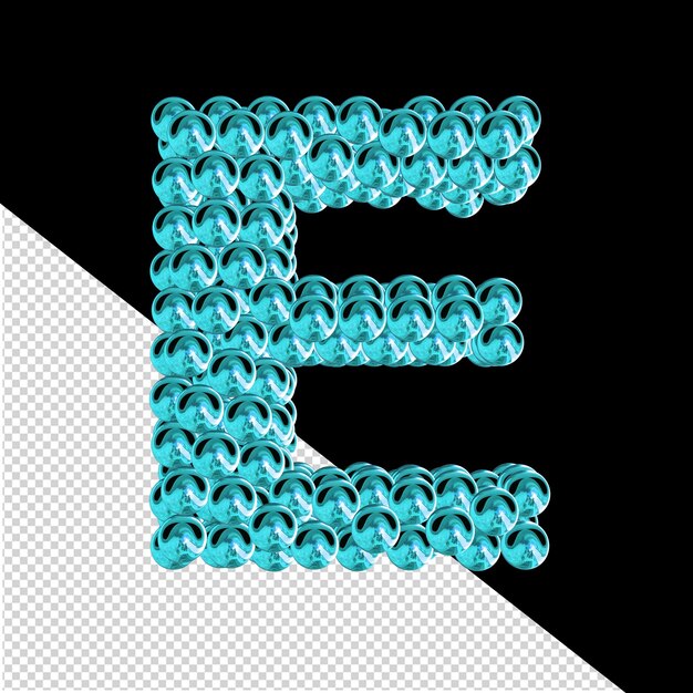 PSD turquoise letters from spheres letter e