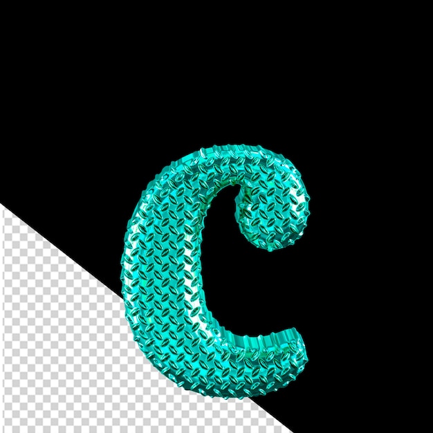 PSD turquoise ribbed symbol letter c