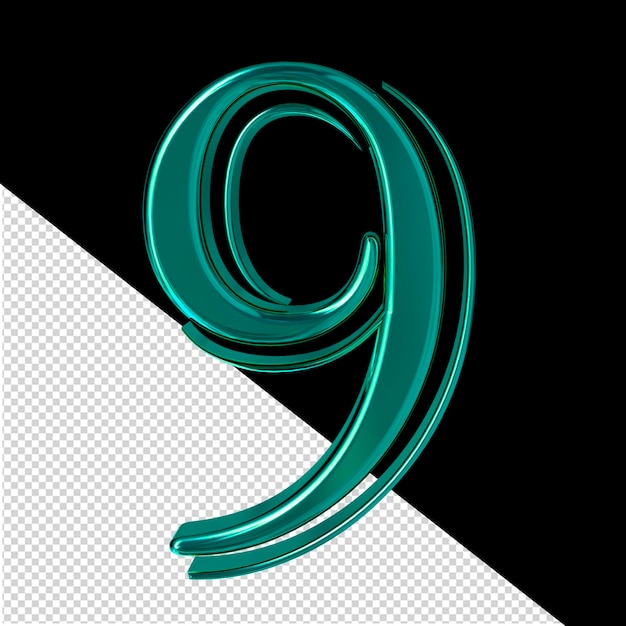 PSD turquoise symbol number 9