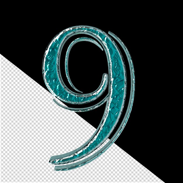 Turquoise symbol in a silver frame number 9