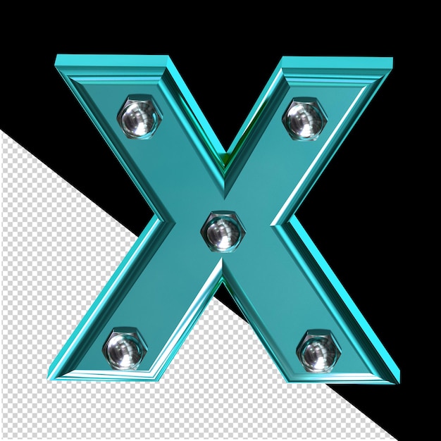 Turquoise symbol with bolts letter x