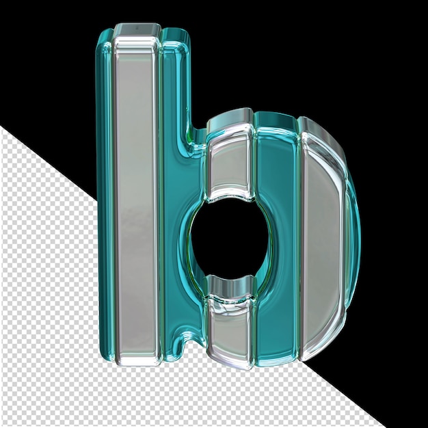 Turquoise symbol with silver letter b