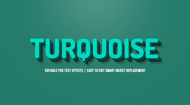 PSD turquoise text effect premium psd