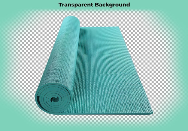 Turquoise yoga mat isolated on transparent background