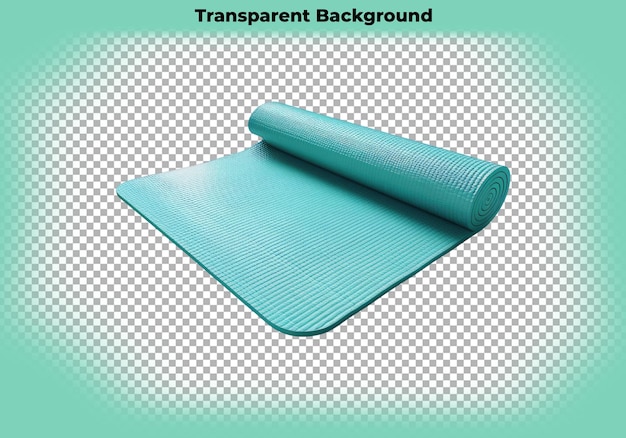 Turquoise yoga mat isolated on transparent background