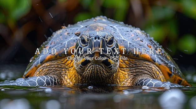 PSD a turtle emerging from the water