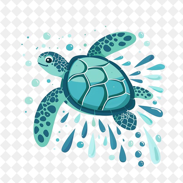 PSD a turtle is swimming in the water and has a splash of water