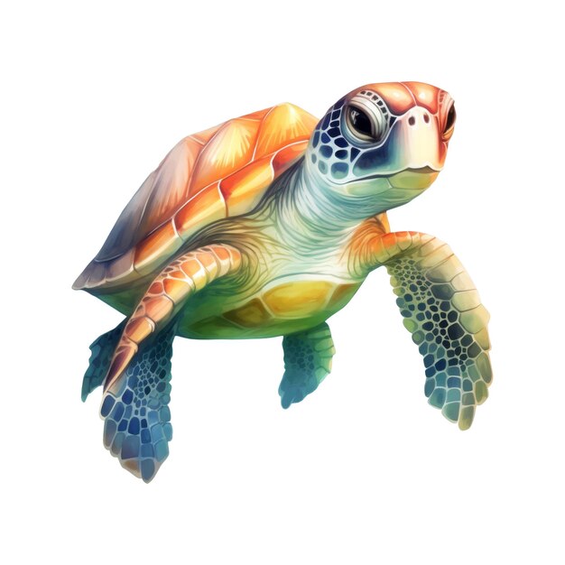 PSD turtle isolated detailed watercolor hand drawn painting illustration