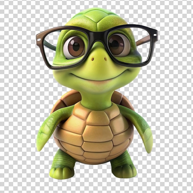 PSD a turtle wearing glasses on transparent background