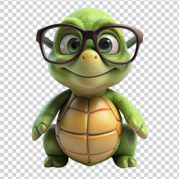 PSD a turtle wearing glasses on transparent background