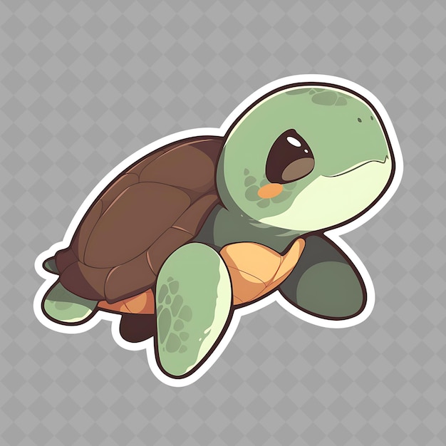 a turtle with a sticker that says turtle on it