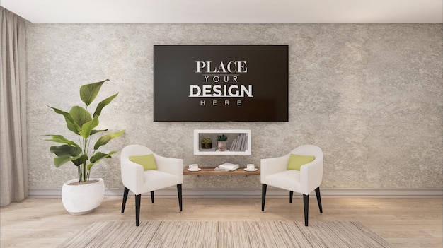 Tv in living room Mockup