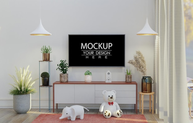 Tv in living room Mockup