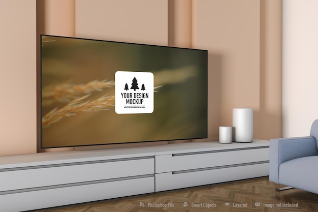 Tv mockup inside a dining room