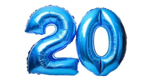 Twenty number made of blue balloon