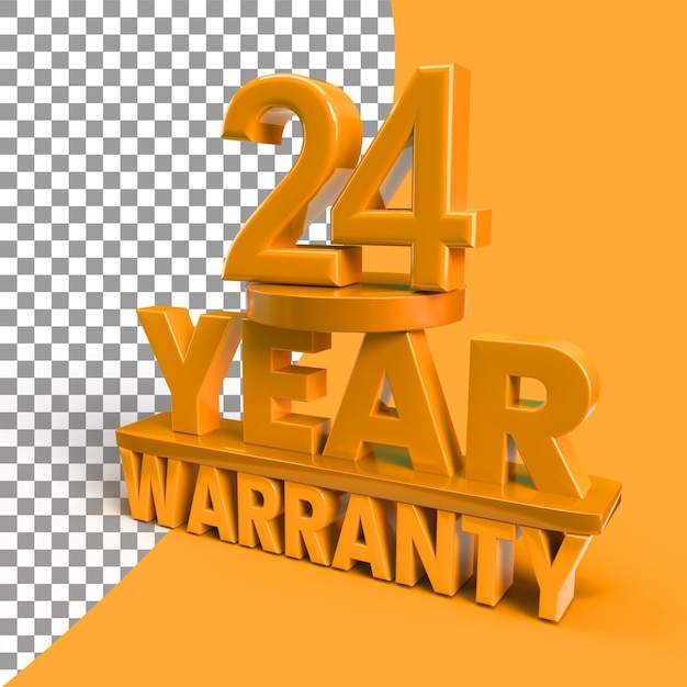 twentyfouryear warranty with 3d rendering in PSD file transparent background 24 year 3d render