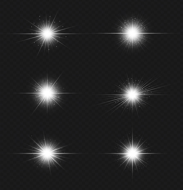 PSD twinkle digital lens flare lighting transparent effects collection white on black background