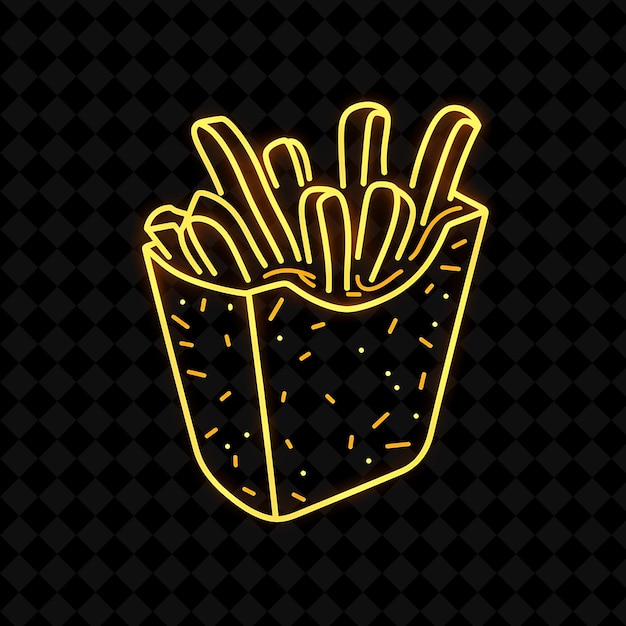 Twinkling Neon Dots Idaho Finger Steaks in a Potato Shaped B PNG Neon Food Decor Y2K Collection