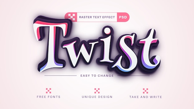 Twirl Editable Text Effect Font Style