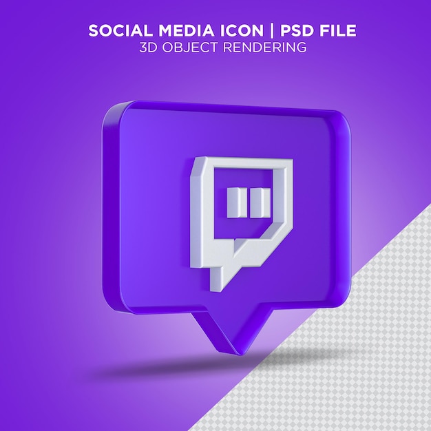 Twitch icon shape comment 3d Premium File PSD