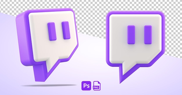 Twitch isolated logo app icon on transparent background cut out symbol in 3D rendering