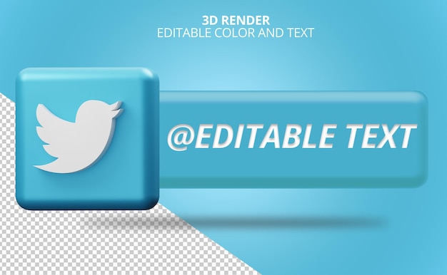 Twiter social media icons with lower third 3D rendering