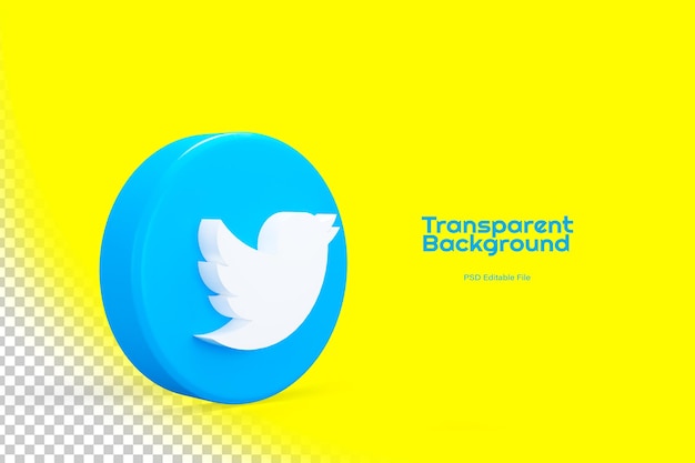 Twitter 3D Icon Without Background any colour change template for twitter post